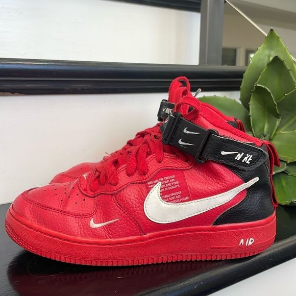 Nike Other - Nike Air Force, one mid utility university red 6 1/2 youth